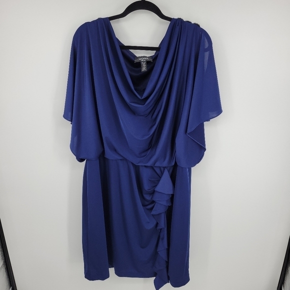 R&M Richards Blue Ruffle Dress with Shoulder Details Size 22W - Picture 3 of 14